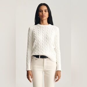Mavi Cable Knit Crewneck Sweater - White